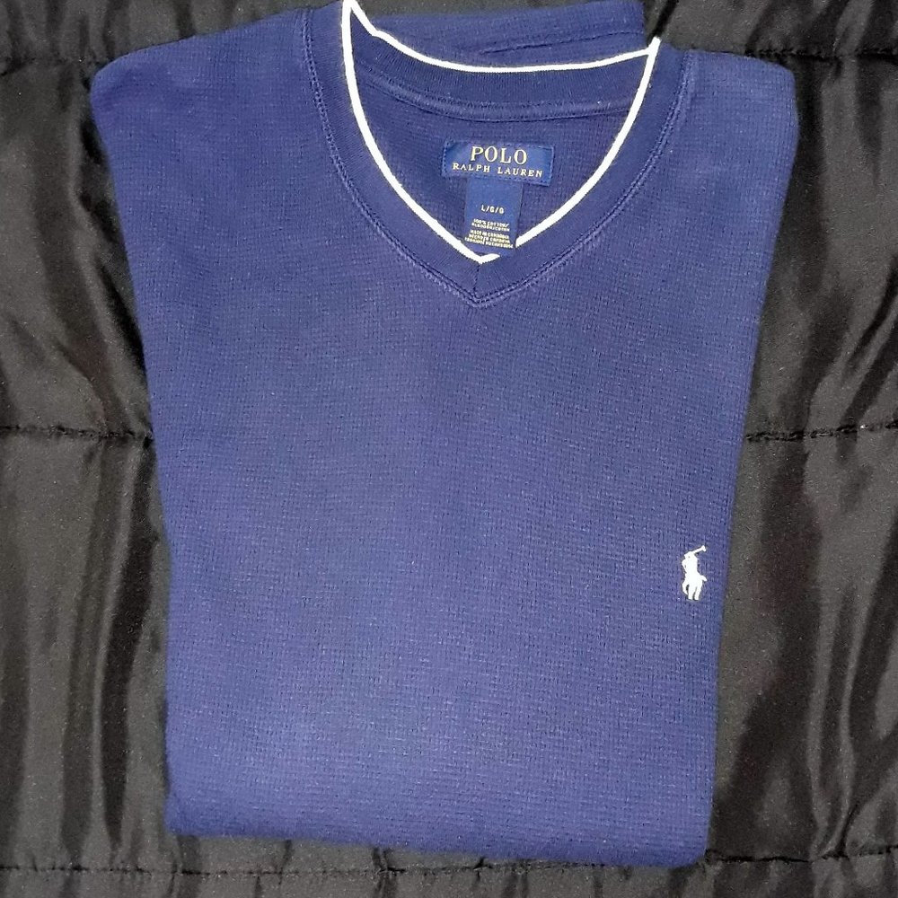 Polo Ralph Lauren Men's Solid Tipped Thermal V-Neck Top (Large)